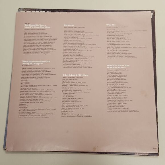 Songs of Kristofferson 1977 Vinyl Record Album - Picture 5 of 11